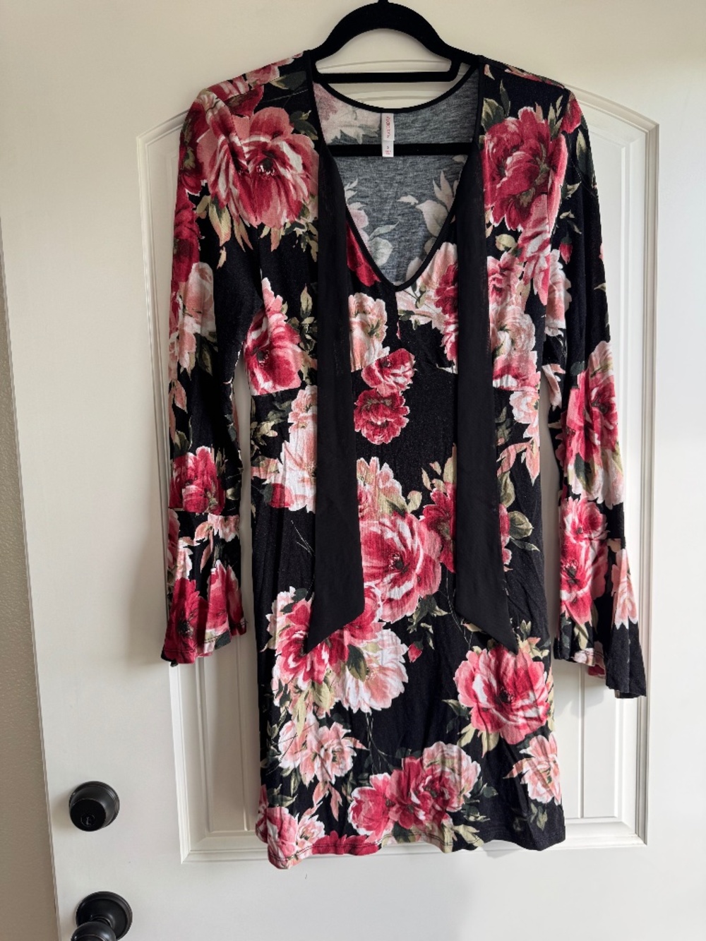 Xhilaration Black and Pink Floral Mini Dress